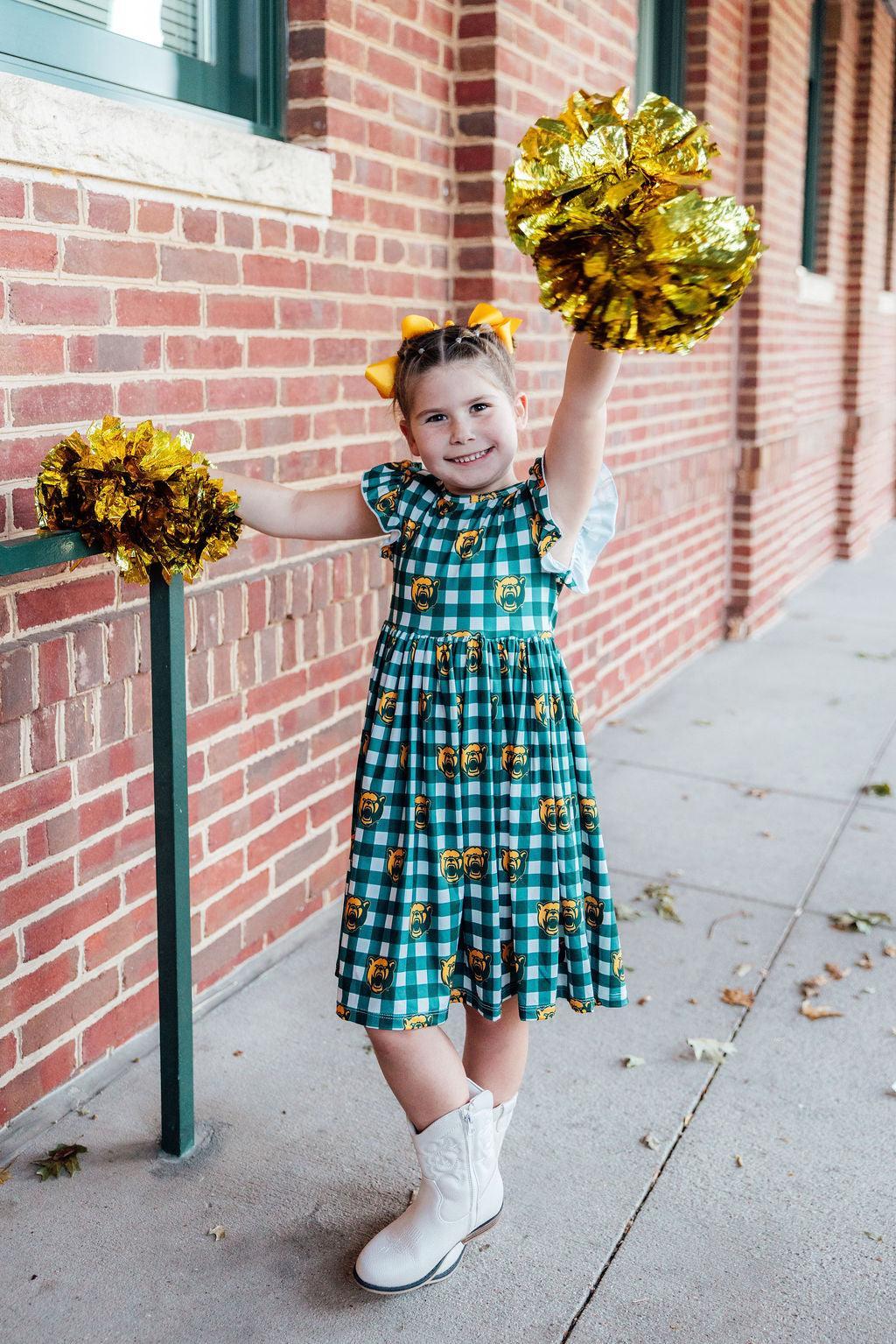 Baylor Plaid Bear Flutter Twirl Dress 1