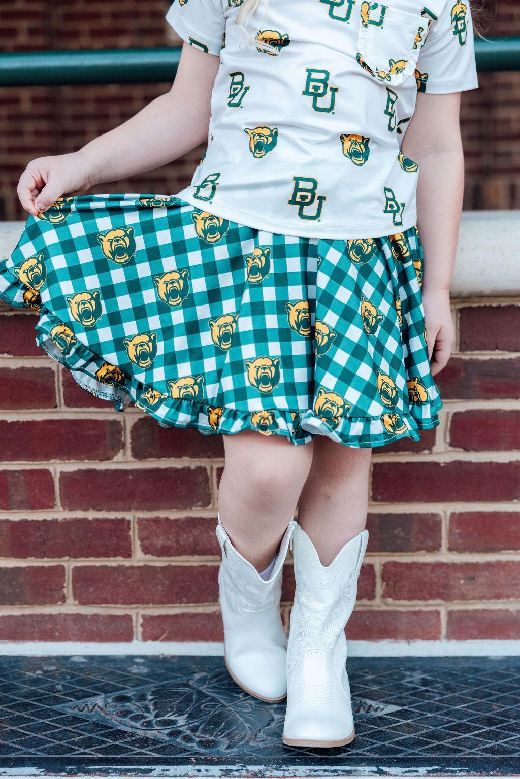 Baylor Plaid Bear Ruffle Twirl Skort 4