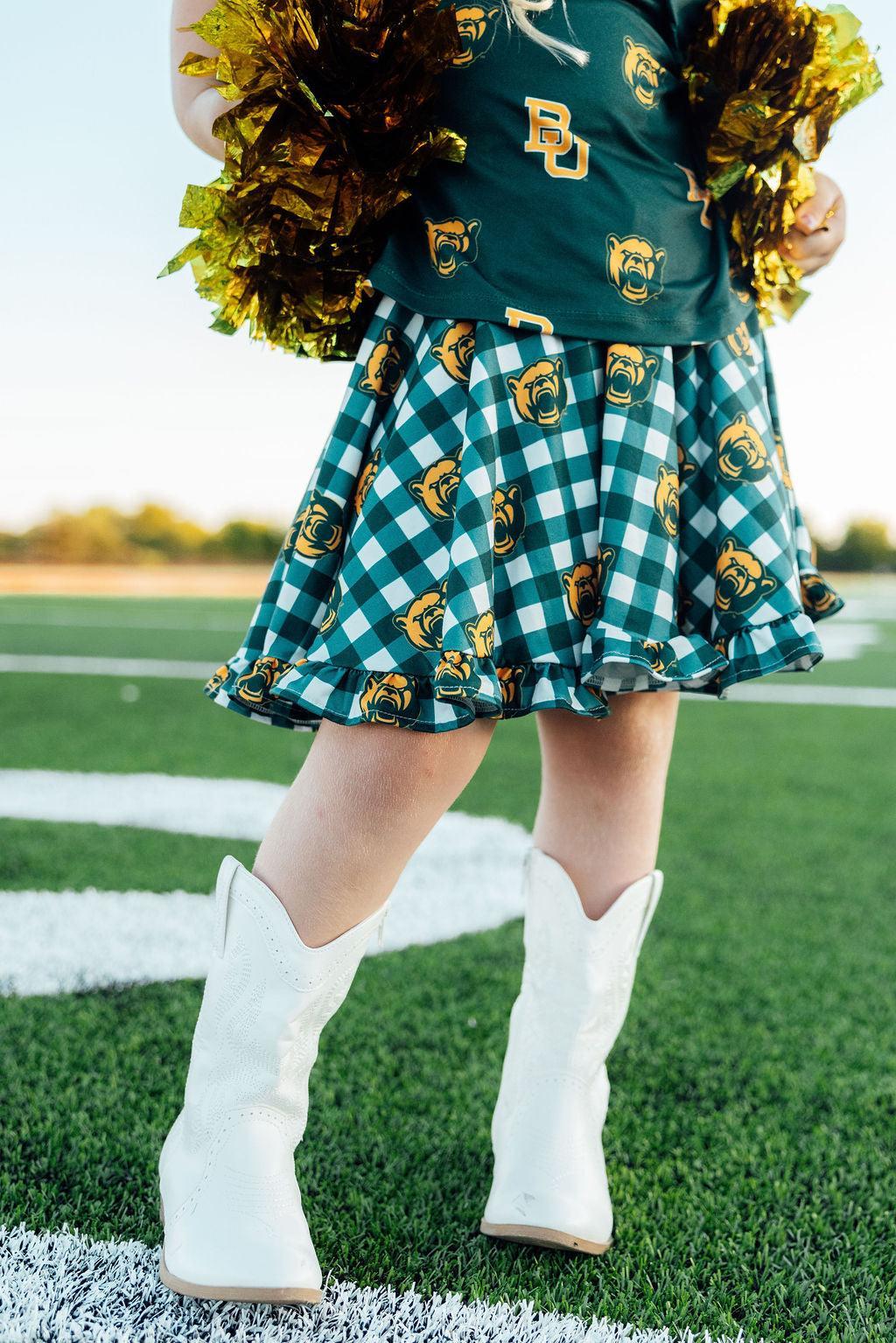 Baylor Plaid Bear Ruffle Twirl Skort 1