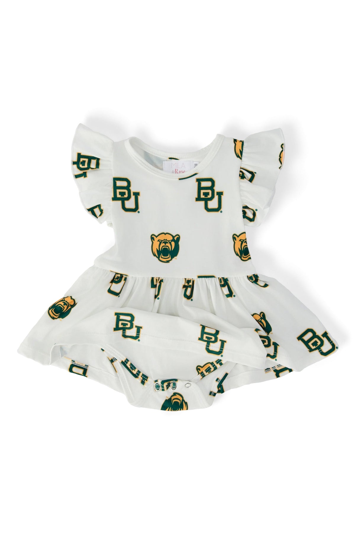 Baylor White Bear S/S Flutter Twirl Bodysuit 2