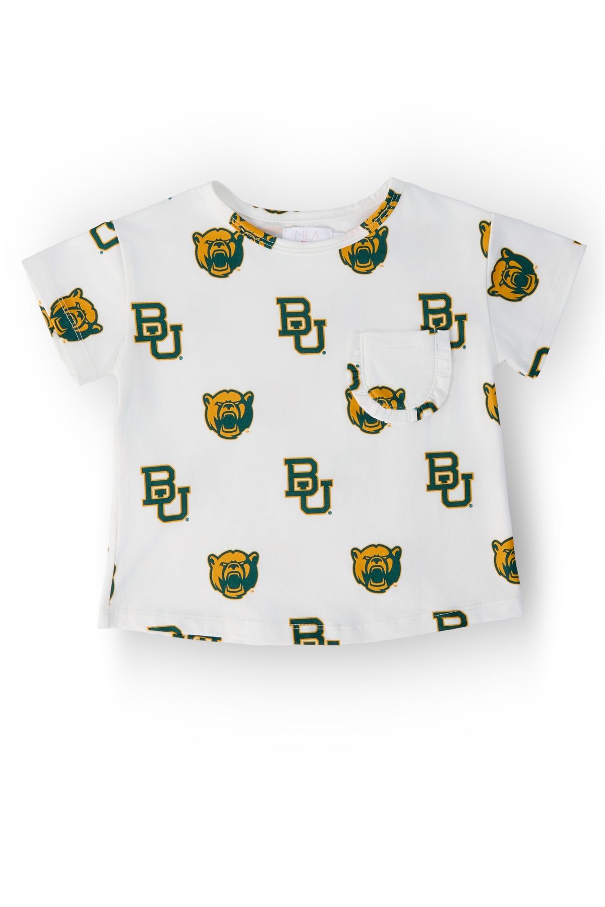 Baylor White Bear Ruffle Pocket Tee 1