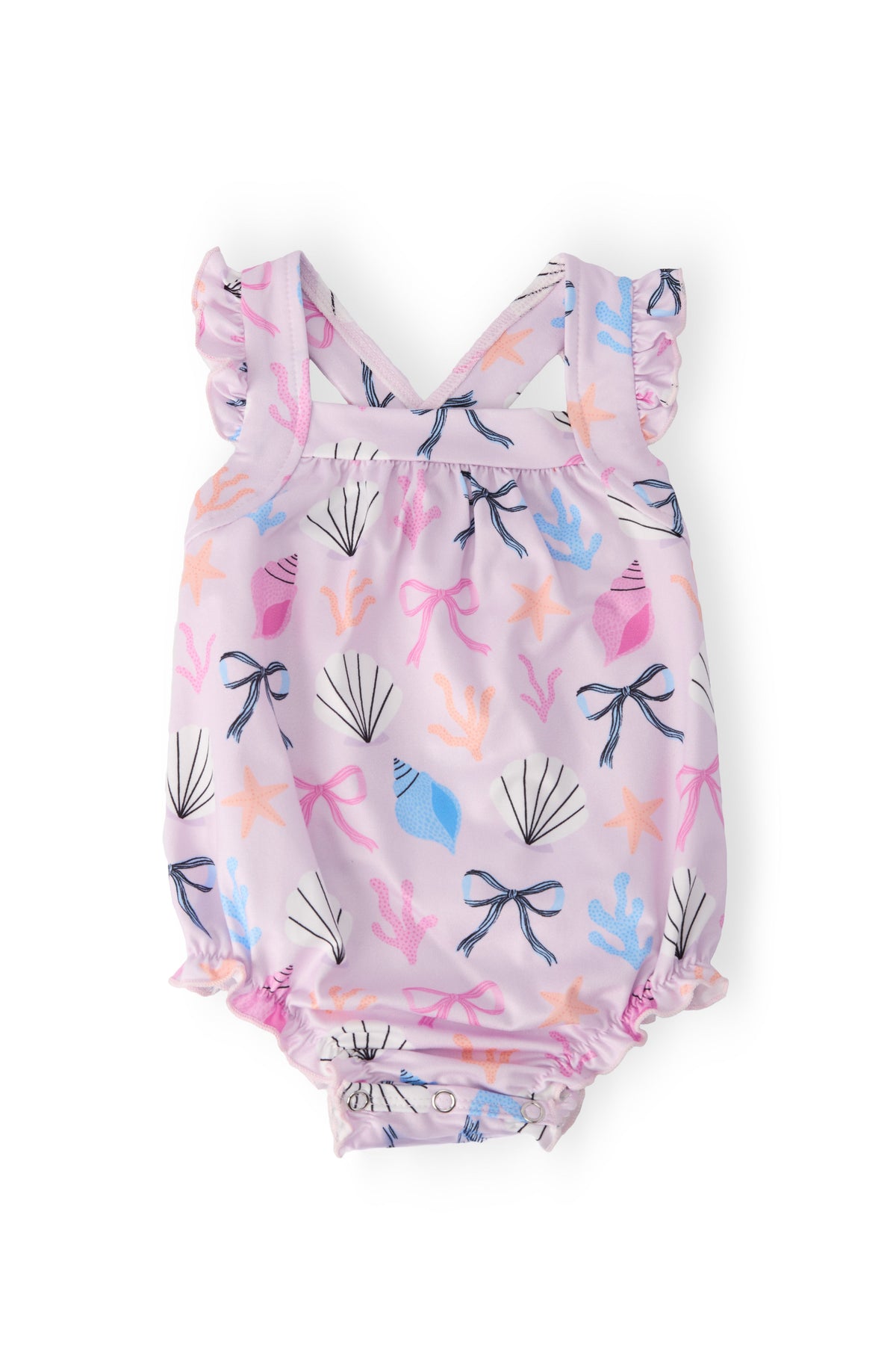 Beachside Bows Ruffle Cross Back Romper 1