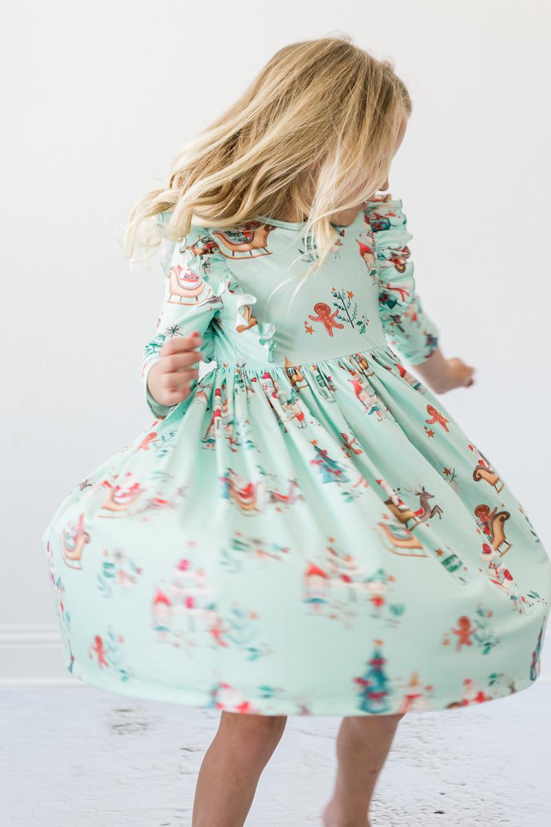 Believe in Your Elf 3/4 Sleeve Ruffle Twirl Dress 7