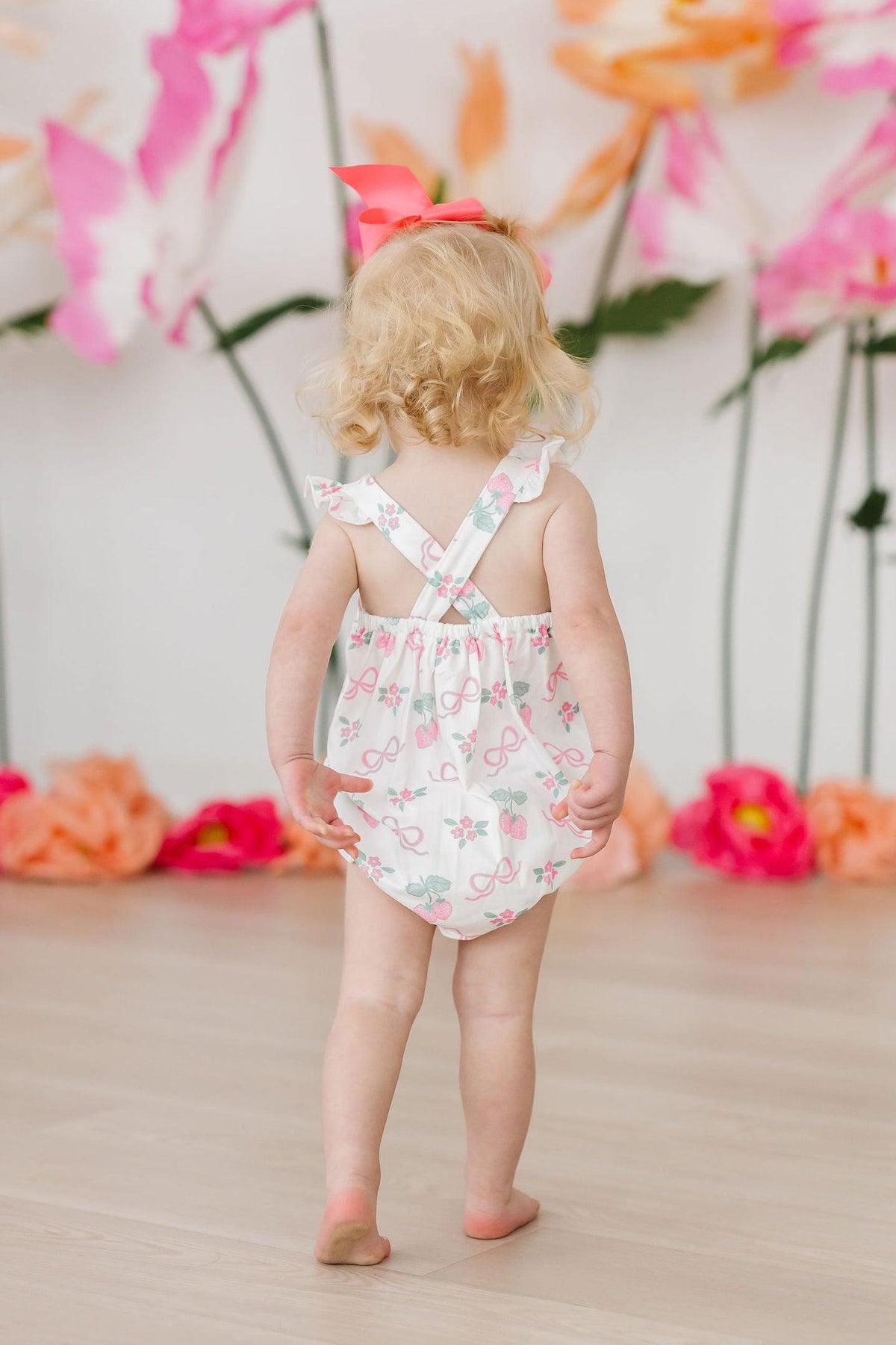 Berries & Bows Ruffle Cross Back Romper 4