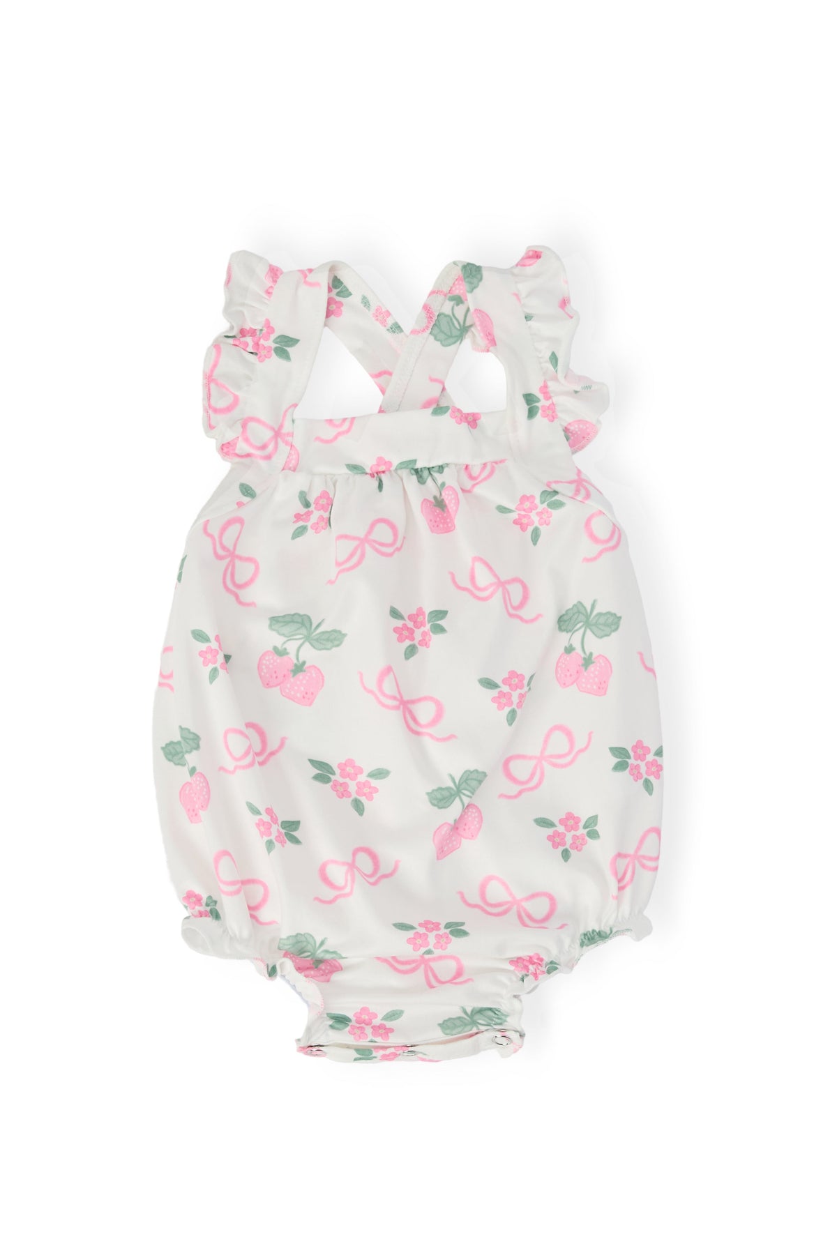 Berries & Bows Ruffle Cross Back Romper 1
