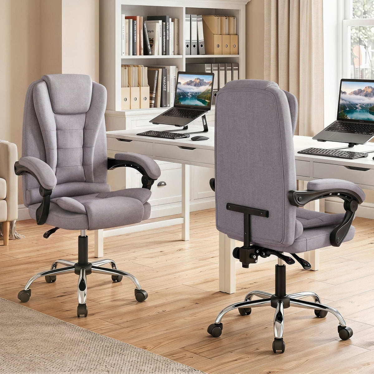 Executive Office Chair with Linkage Armrests & Reclining Back 9