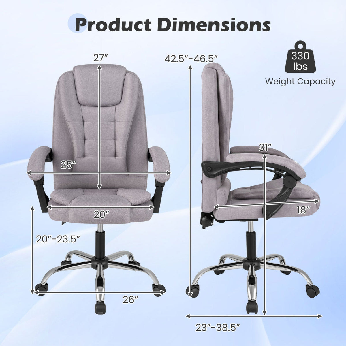 Executive Office Chair with Linkage Armrests & Reclining Back 12