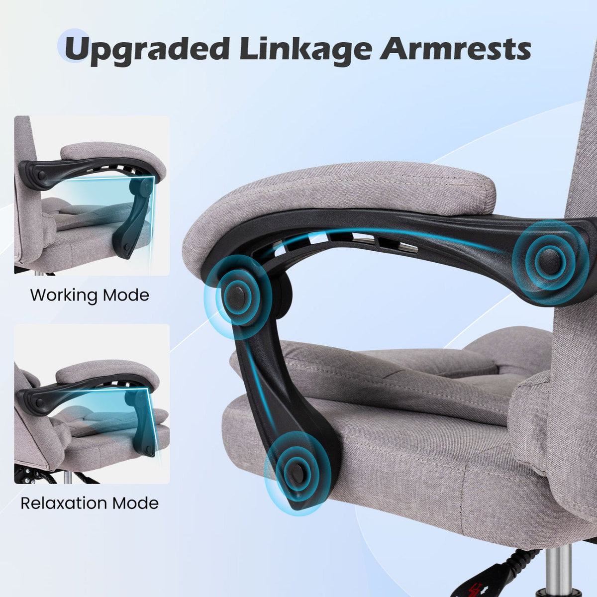 Executive Office Chair with Linkage Armrests & Reclining Back 14