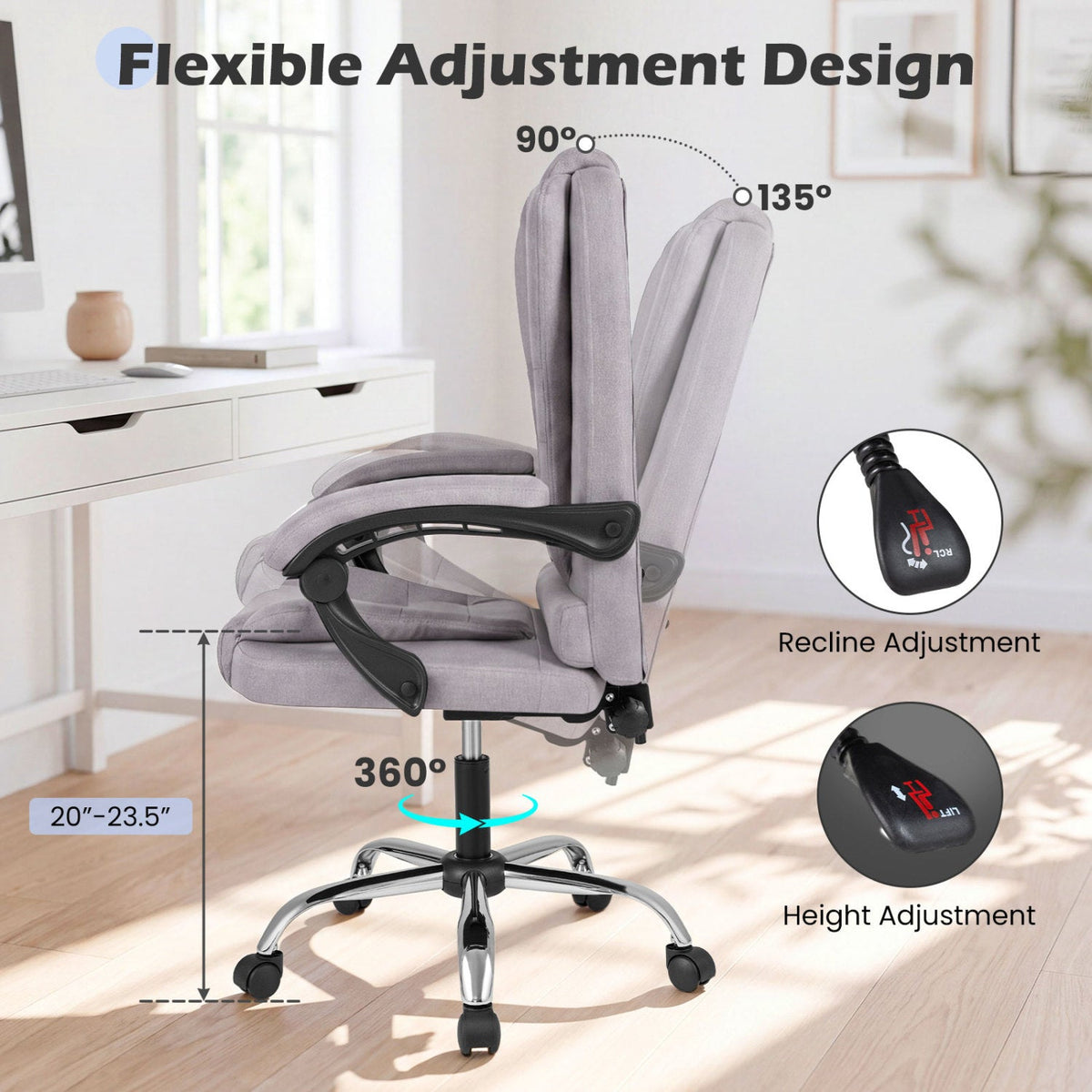 Executive Office Chair with Linkage Armrests & Reclining Back 15