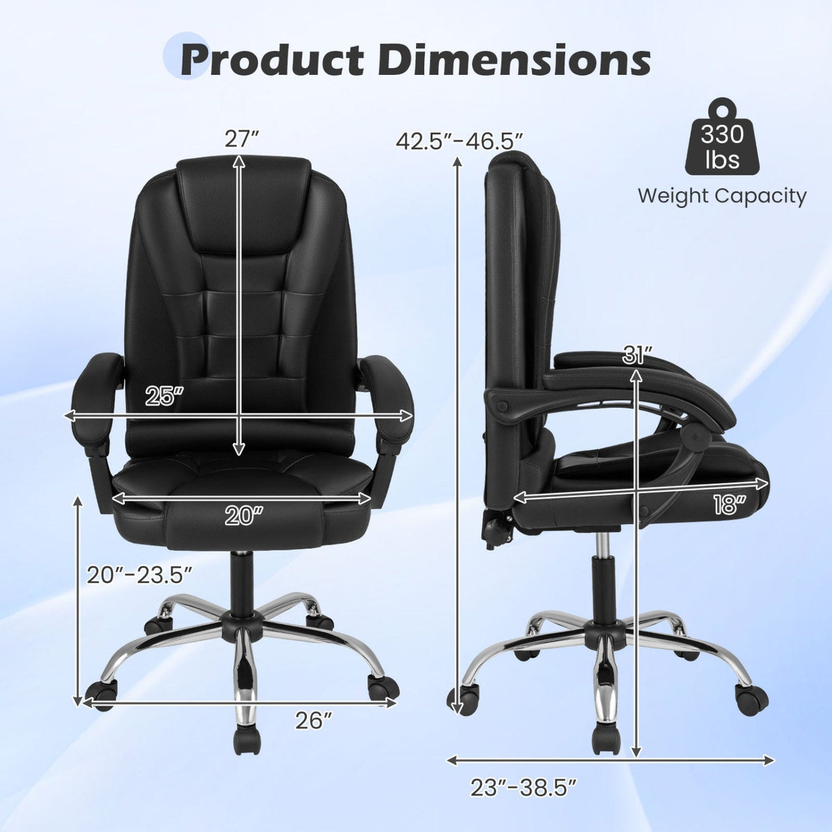 Executive Office Chair with Linkage Armrests & Reclining Back 4