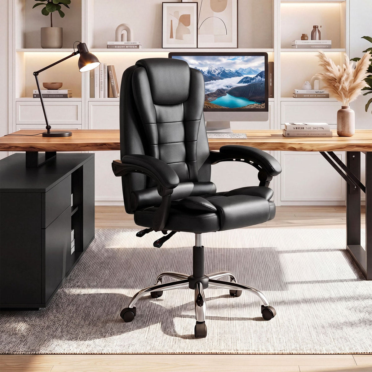 Executive Office Chair with Linkage Armrests & Reclining Back 5