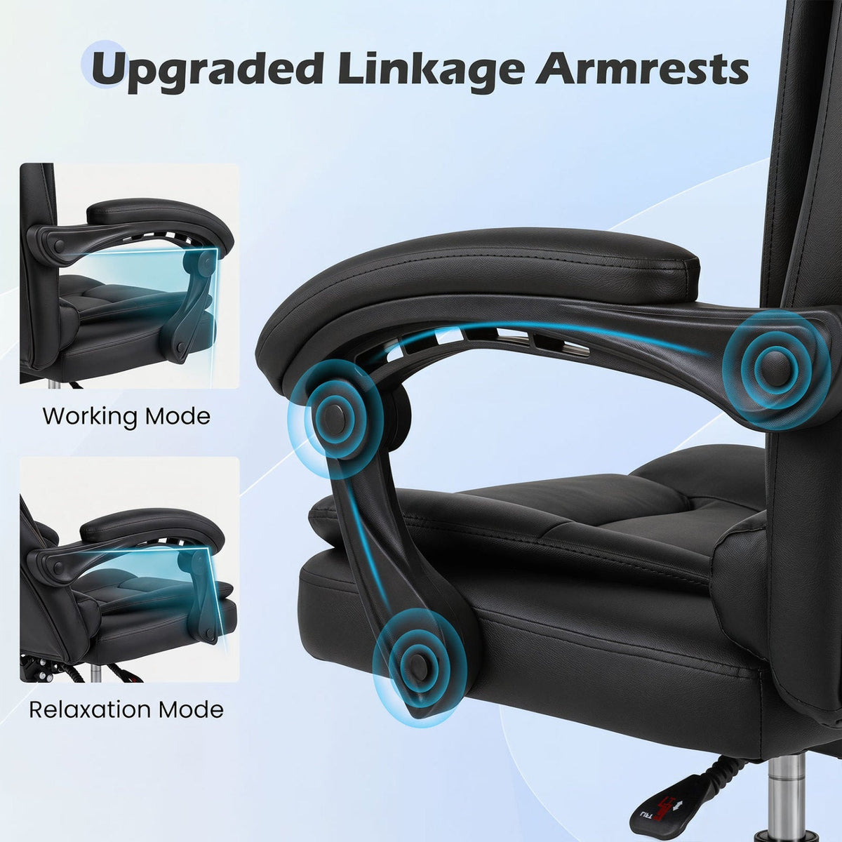 Executive Office Chair with Linkage Armrests & Reclining Back 6