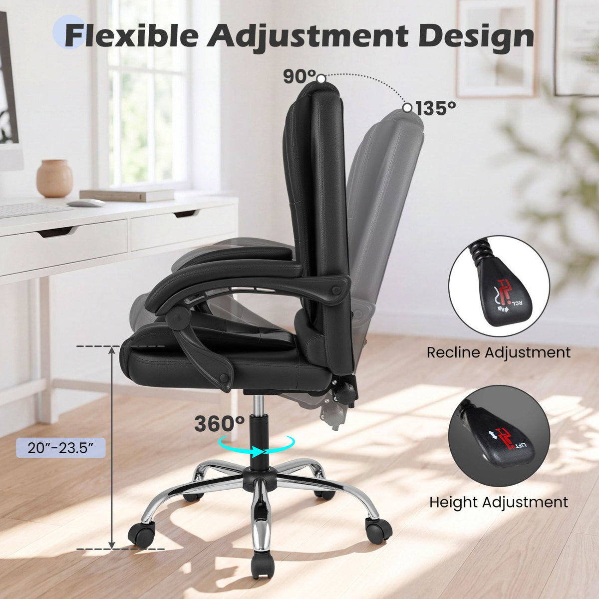 Executive Office Chair with Linkage Armrests & Reclining Back 7