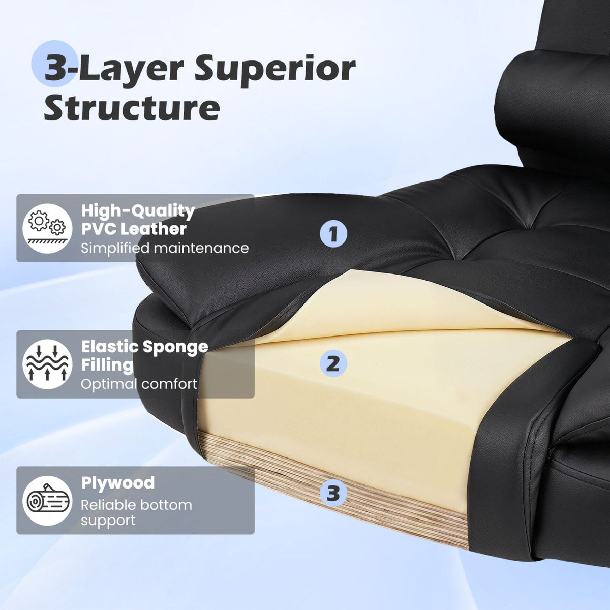 Executive Office Chair with Linkage Armrests & Reclining Back 8
