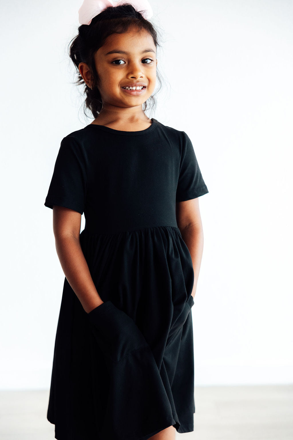 Black S/S Pocket Twirl Dress 1