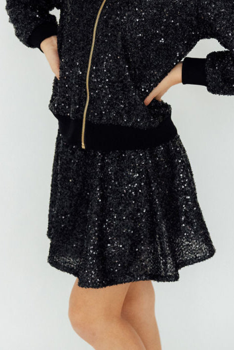 Black Sequin Twirl Skort 1