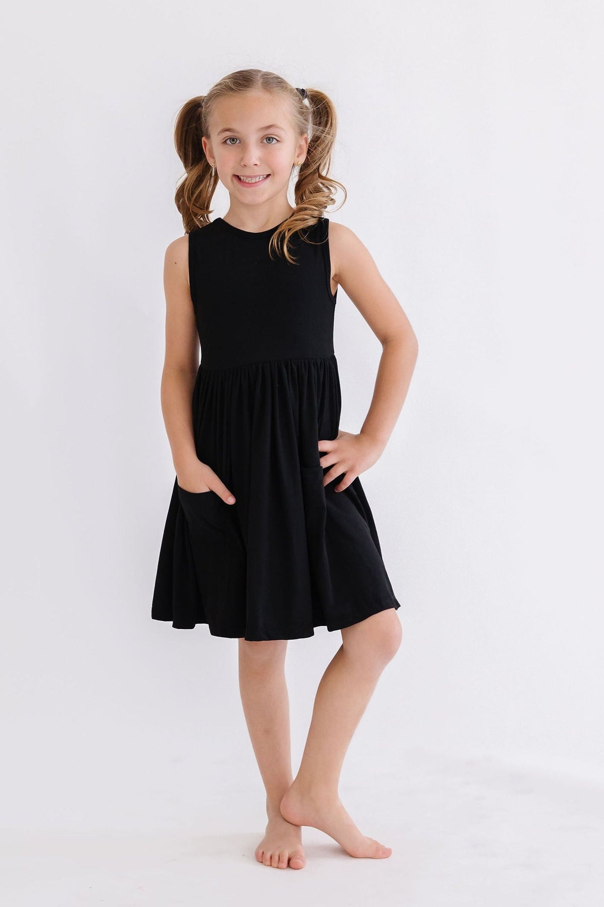 Black Tank Pocket Twirl Dress 1