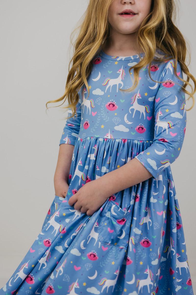 Blue Moon 3/4 Sleeve Pocket Twirl Dress 3