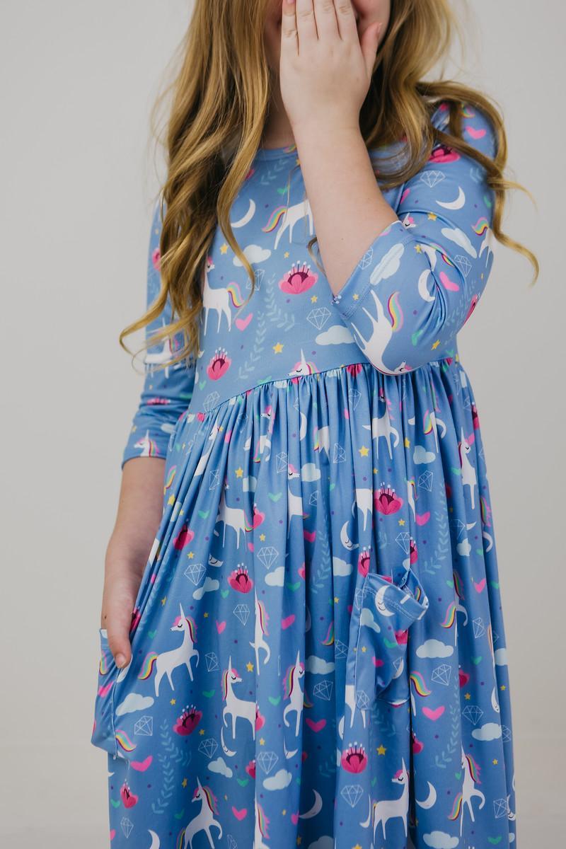 Blue Moon 3/4 Sleeve Pocket Twirl Dress 4