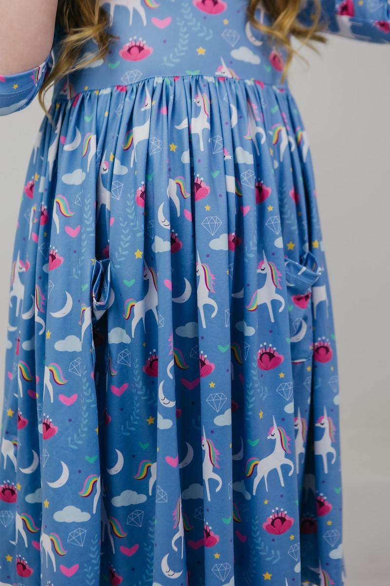Blue Moon 3/4 Sleeve Pocket Twirl Dress 1