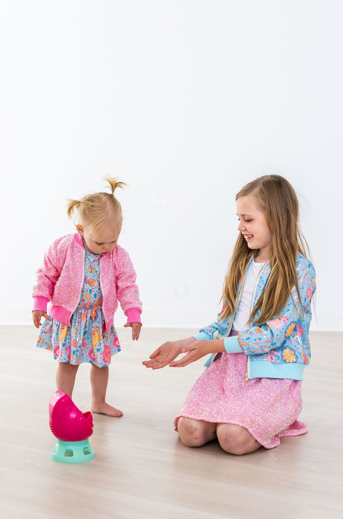 SALE Blue Retro Unicorns Satin Jacket 3