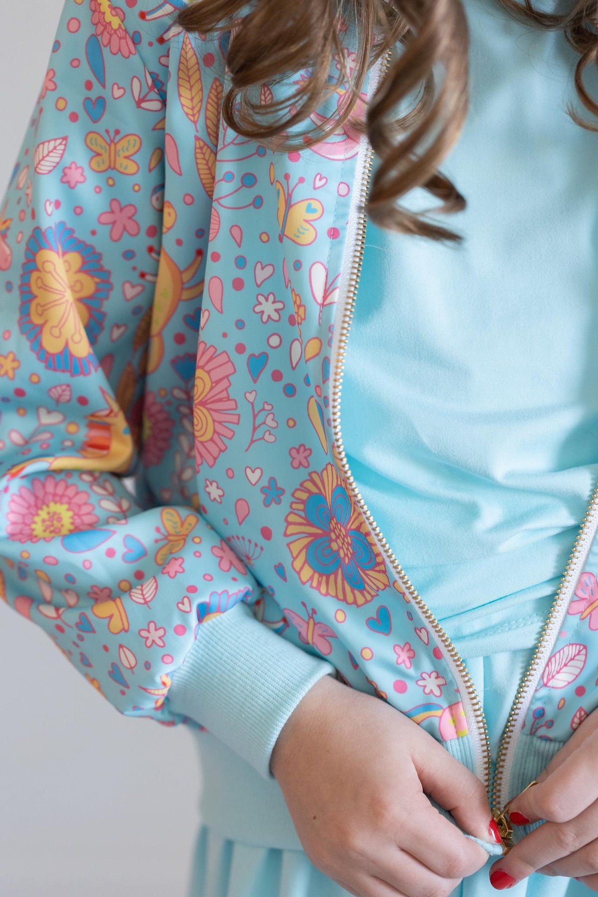 SALE Blue Retro Unicorns Satin Jacket 6