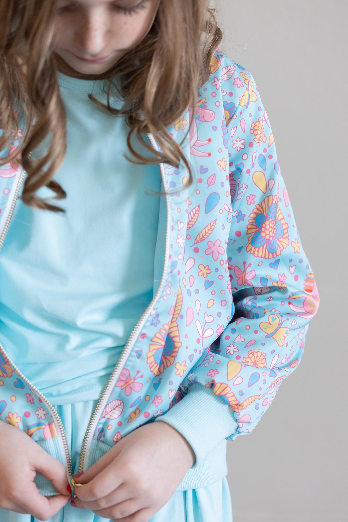 SALE Blue Retro Unicorns Satin Jacket 8