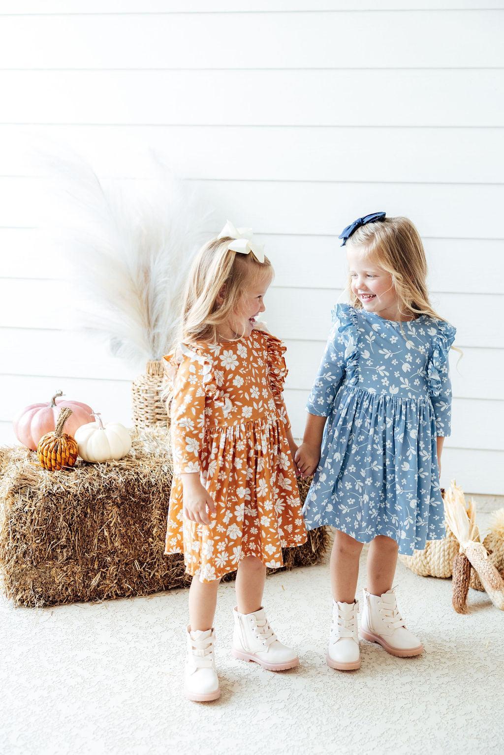 Bluebell 3/4 Sleeve Ruffle Twirl Dress 3