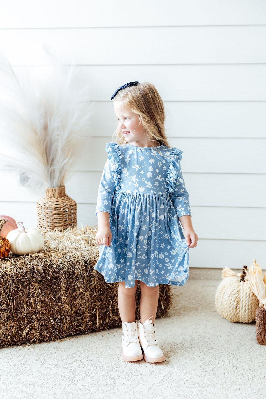 Bluebell 3/4 Sleeve Ruffle Twirl Dress 5