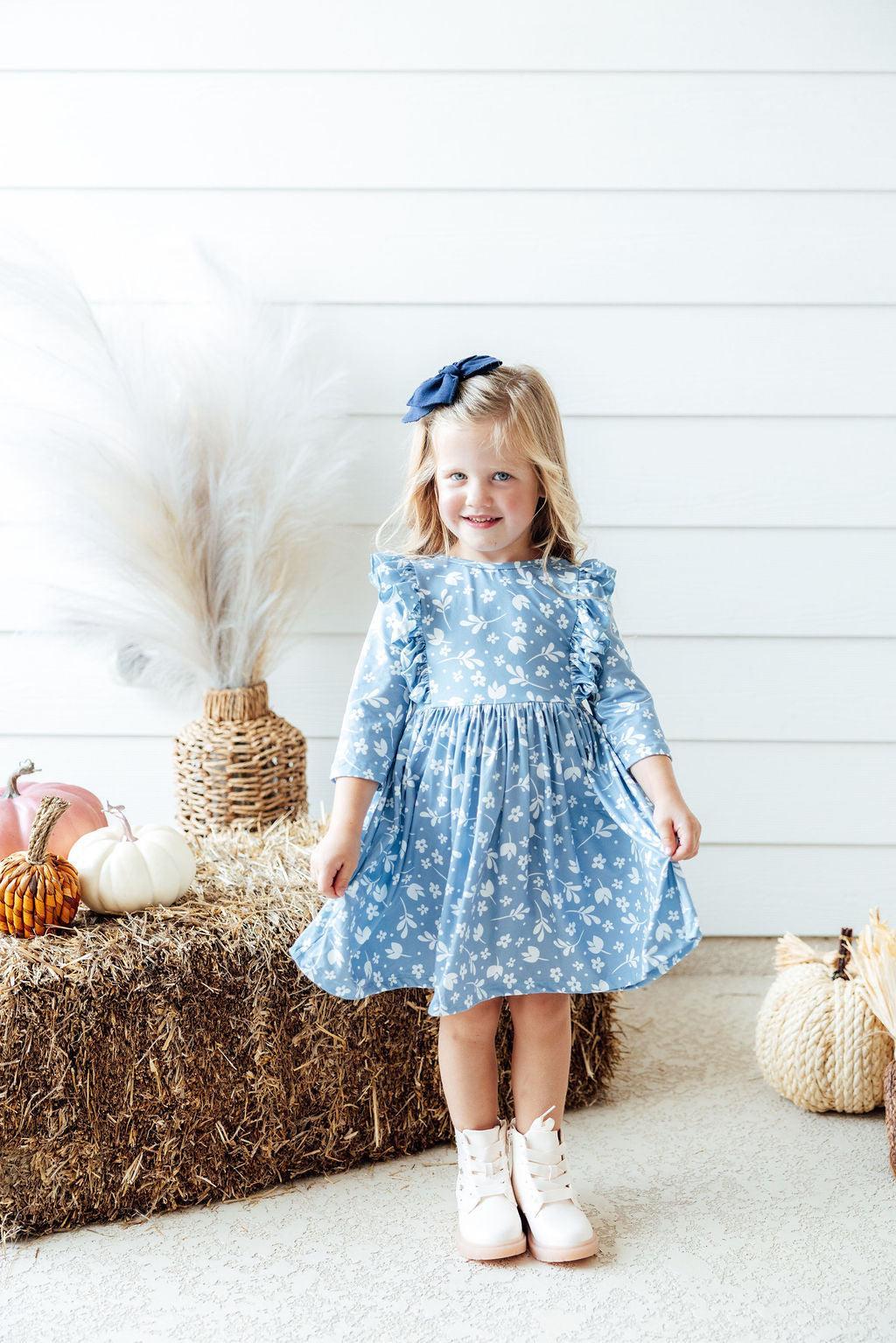 Bluebell 3/4 Sleeve Ruffle Twirl Dress 2