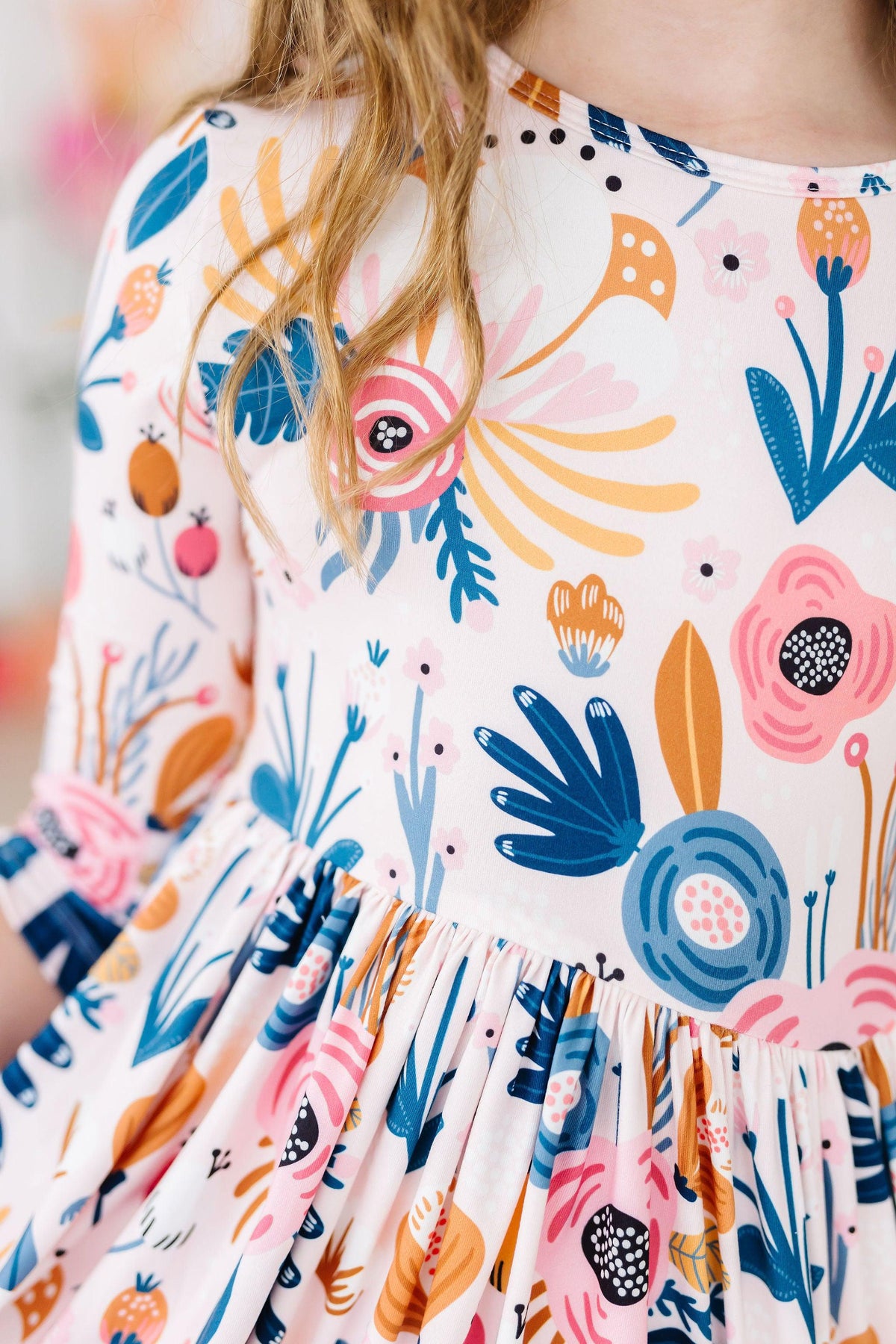 Blush Peony 3/4 Sleeve Pocket Twirl Dress 3