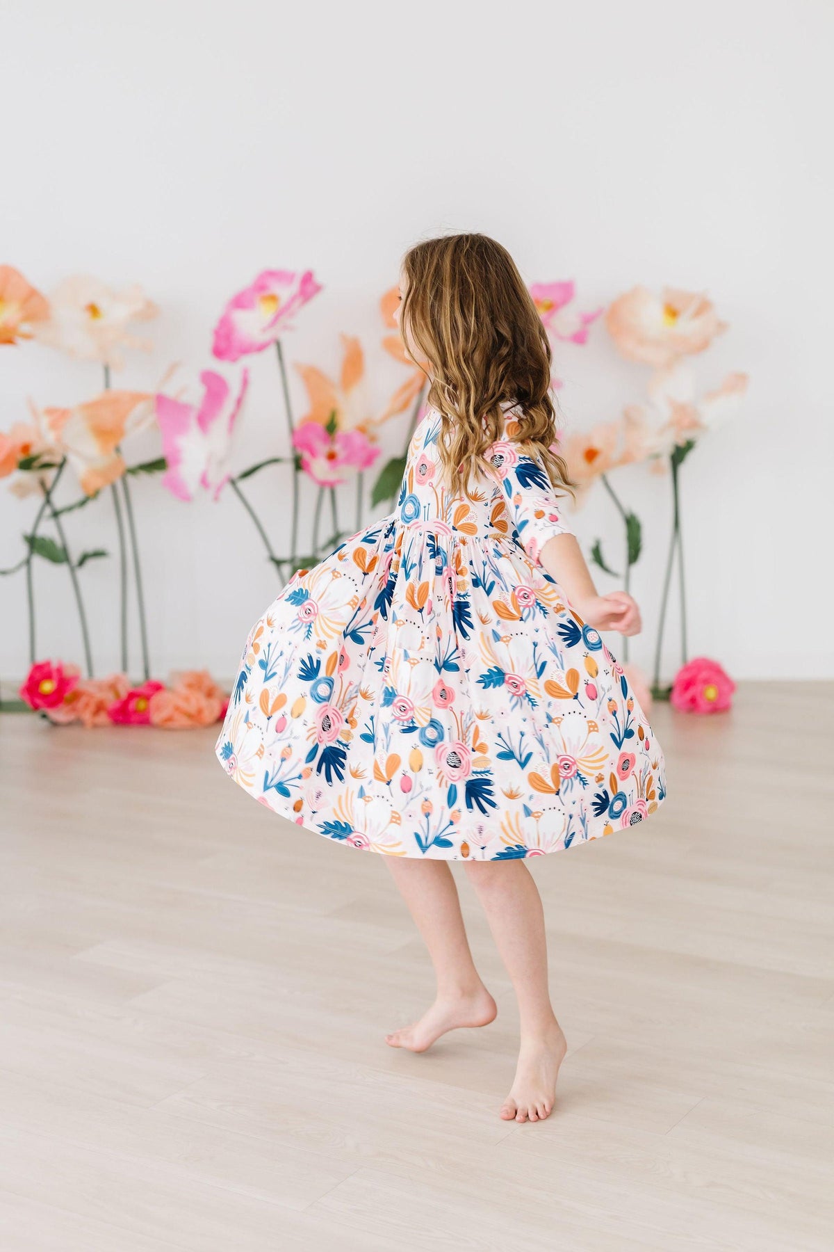 Blush Peony 3/4 Sleeve Pocket Twirl Dress 4