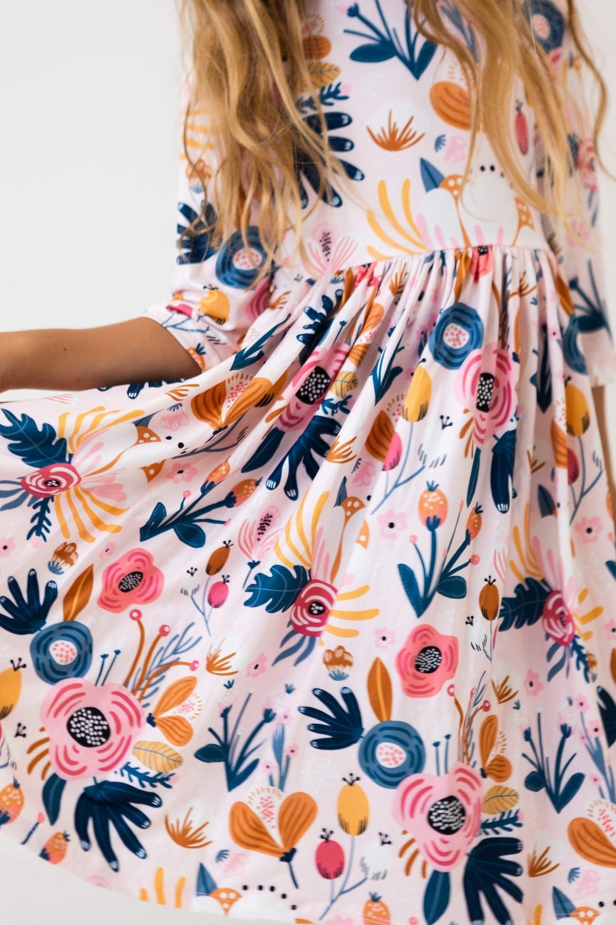Blush Peony 3/4 Sleeve Pocket Twirl Dress 1