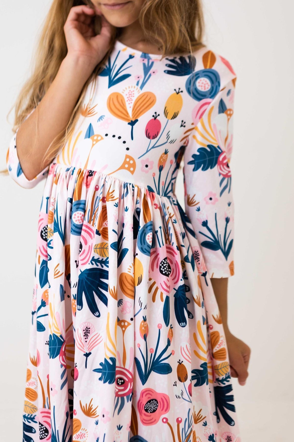 Blush Peony 3/4 Sleeve Pocket Twirl Dress 7