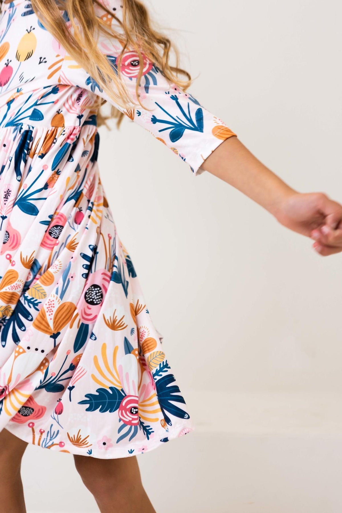 Blush Peony 3/4 Sleeve Pocket Twirl Dress 8