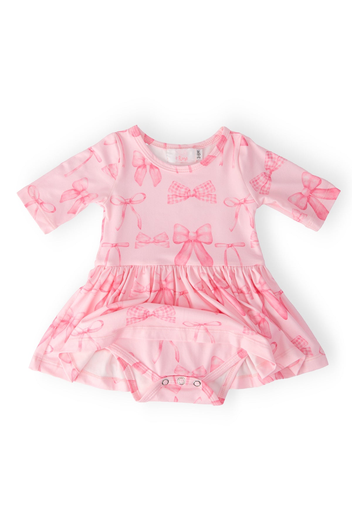 Blushing Bows 3/4 Sleeve Twirl Bodysuit 4