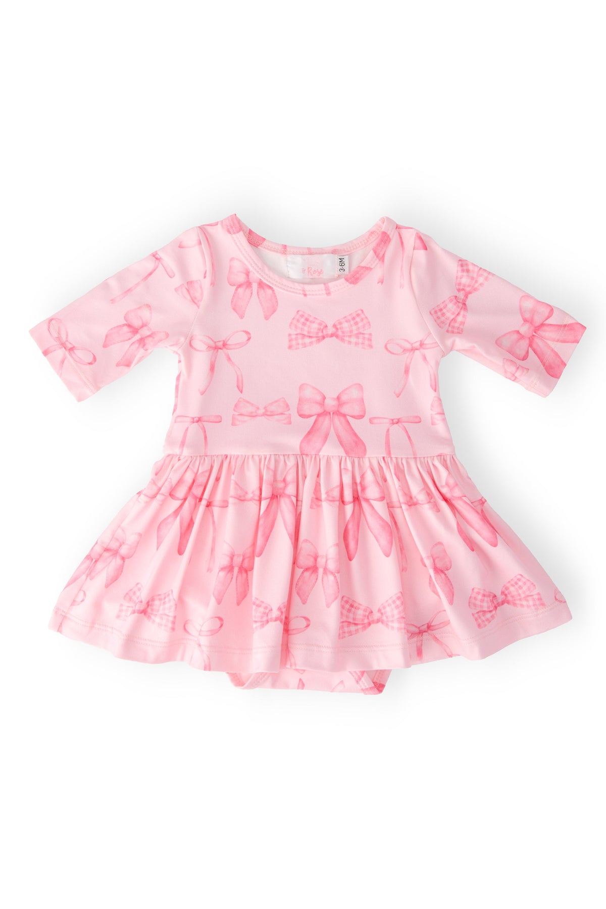 Blushing Bows 3/4 Sleeve Twirl Bodysuit 1