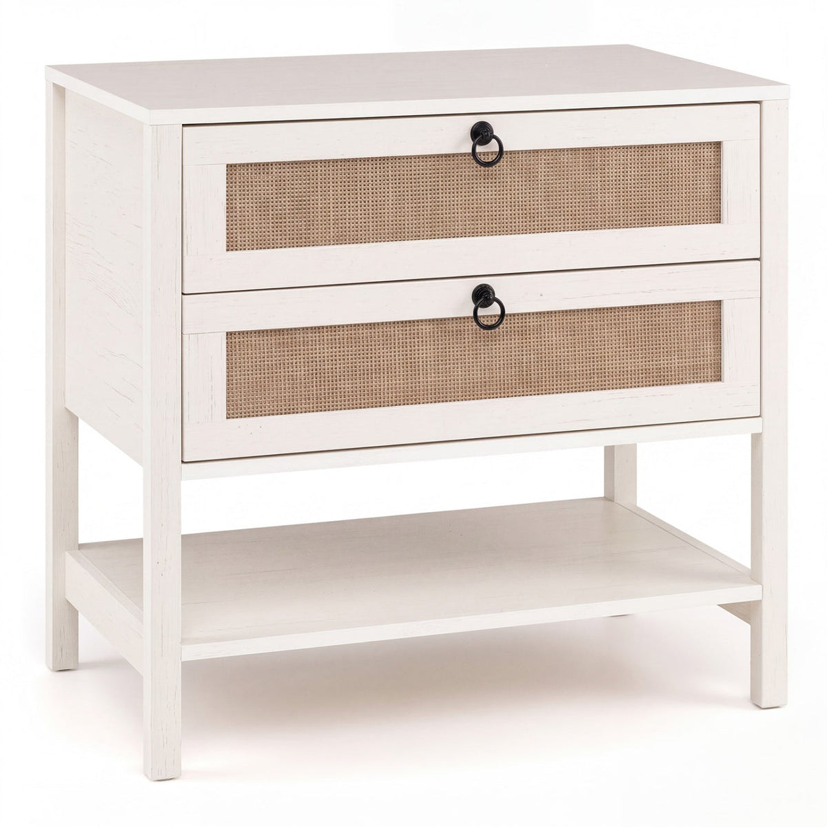 Rattan Nightstand with 2 Drawers and Open Shelf 19