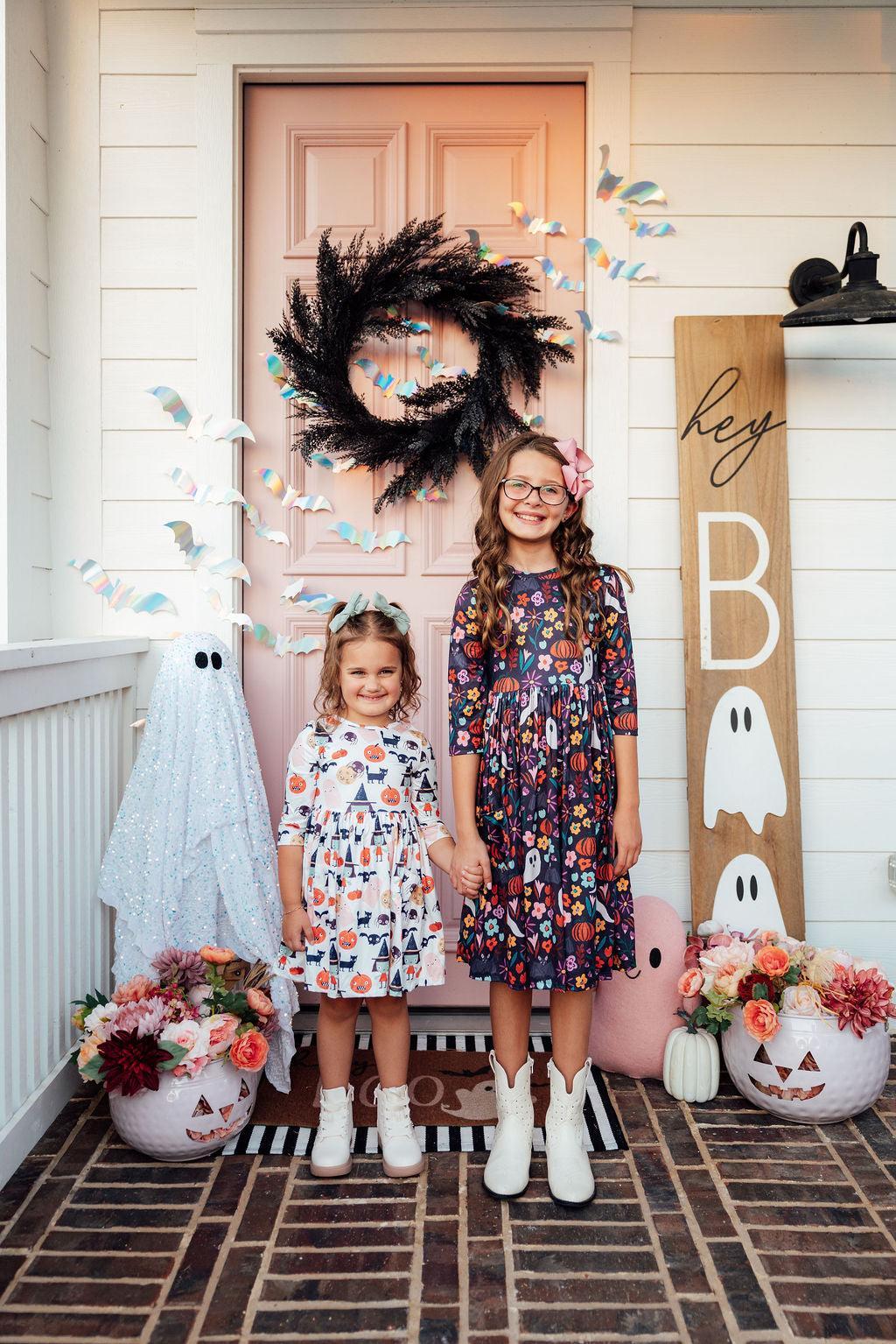 Boo Crew 3/4 Sleeve Pocket Twirl Dress 2