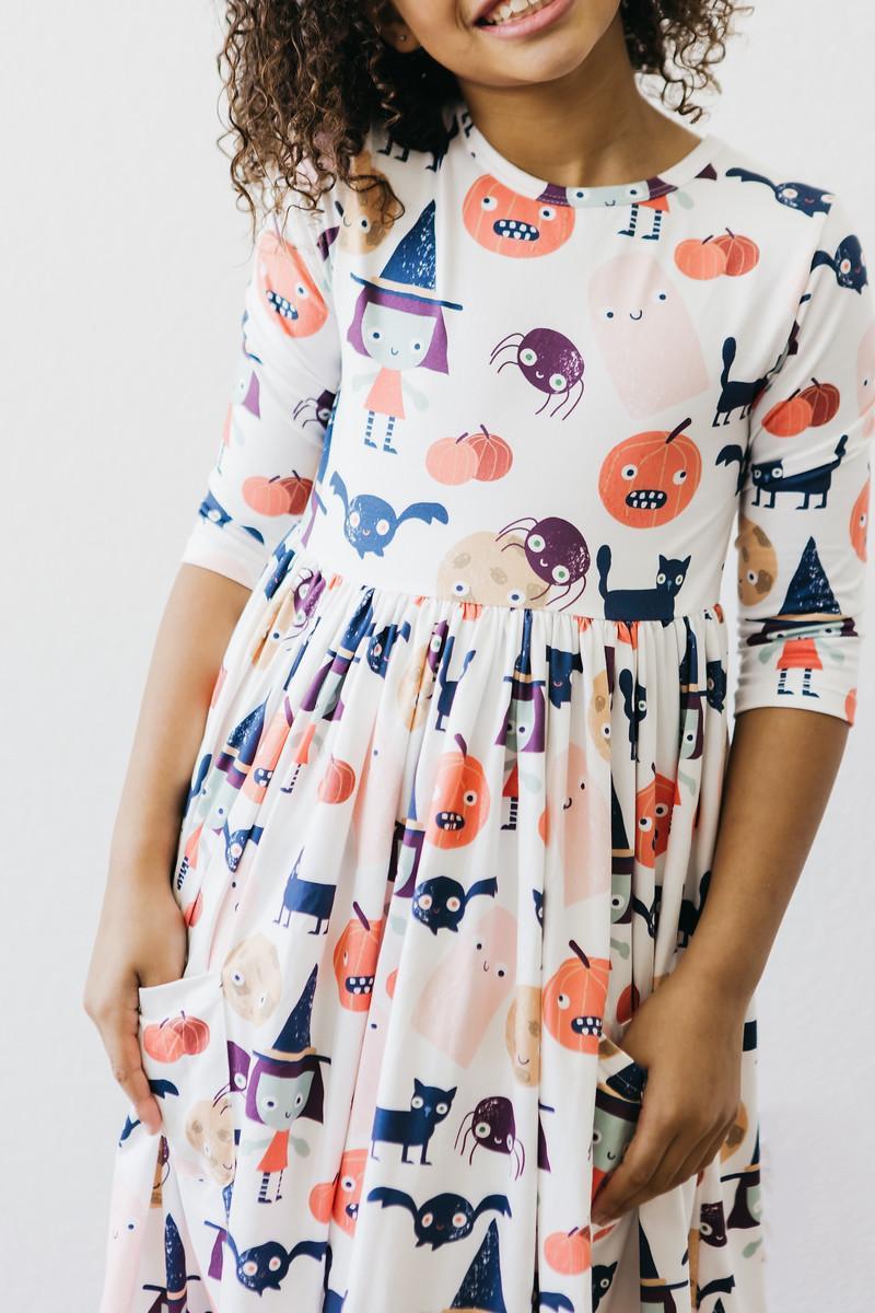 Boo Crew 3/4 Sleeve Pocket Twirl Dress 3