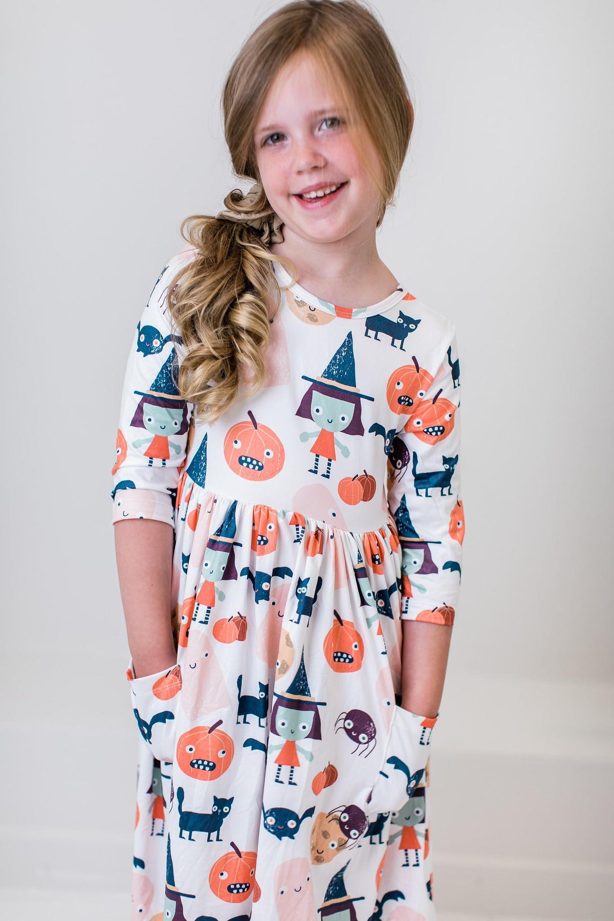 Boo Crew 3/4 Sleeve Pocket Twirl Dress 4