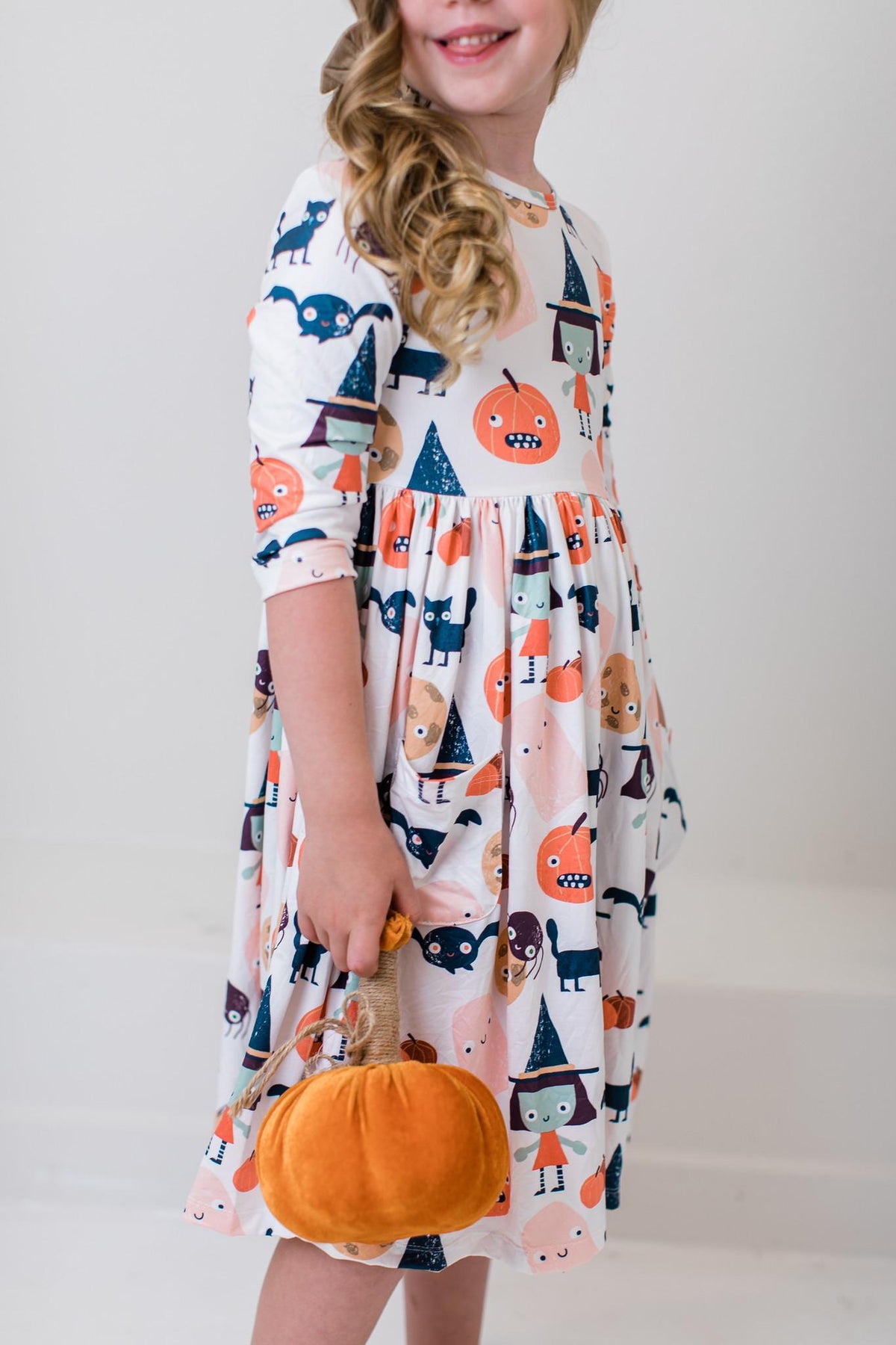 Boo Crew 3/4 Sleeve Pocket Twirl Dress 5