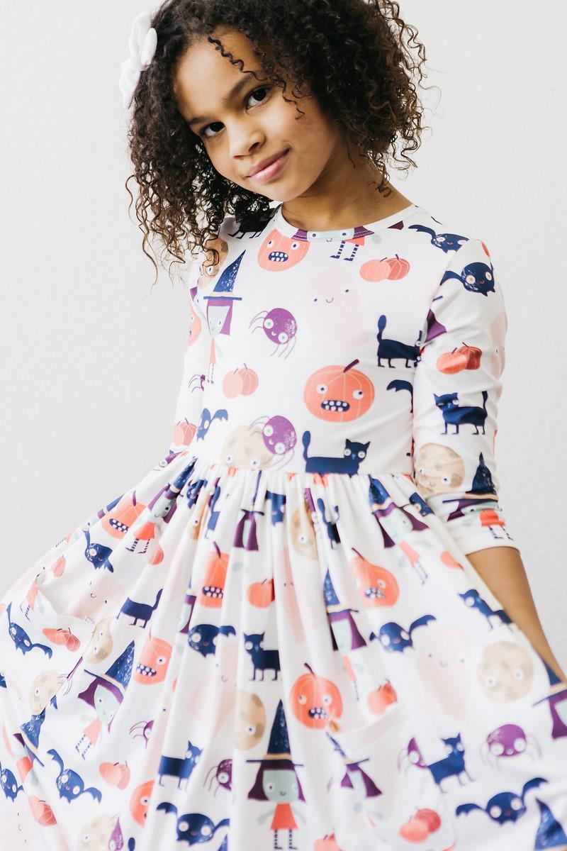 Boo Crew 3/4 Sleeve Pocket Twirl Dress 7
