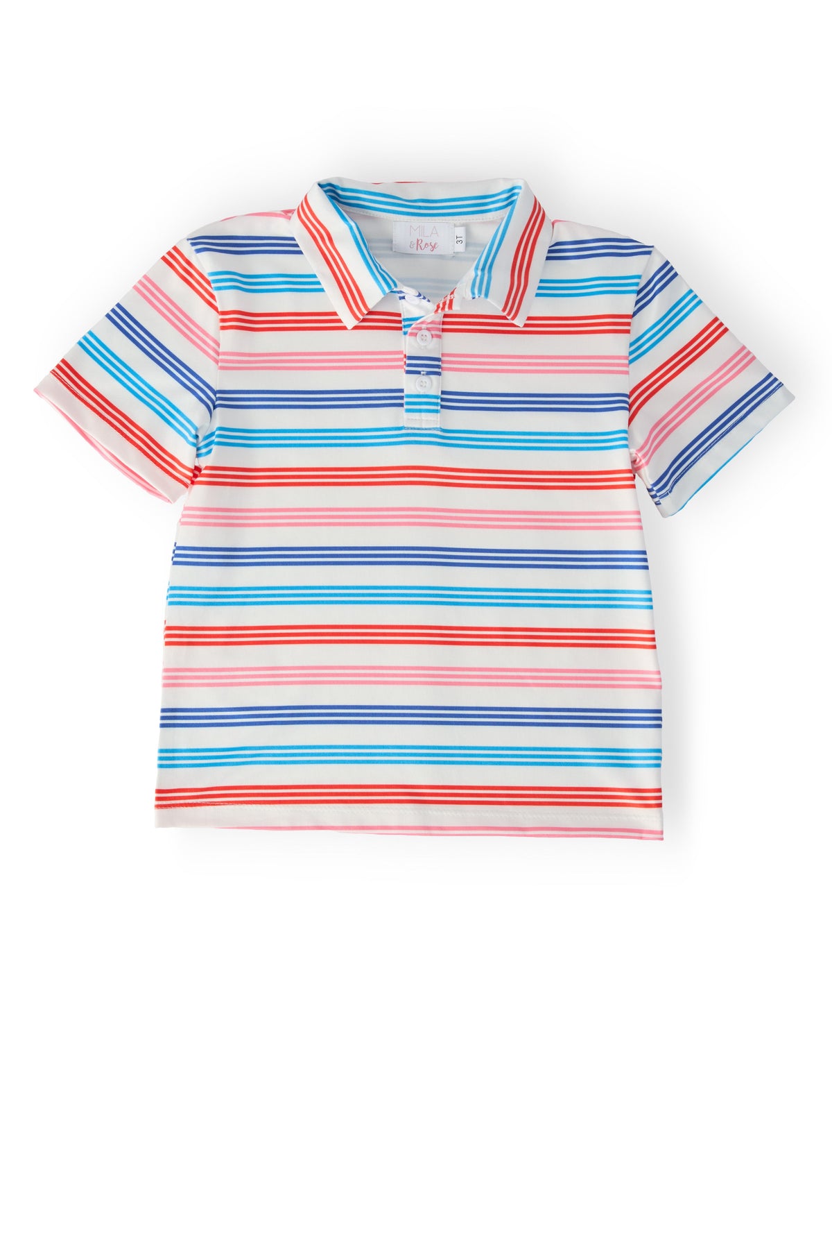 Boys Red, White & Stripe S/S Polo 1