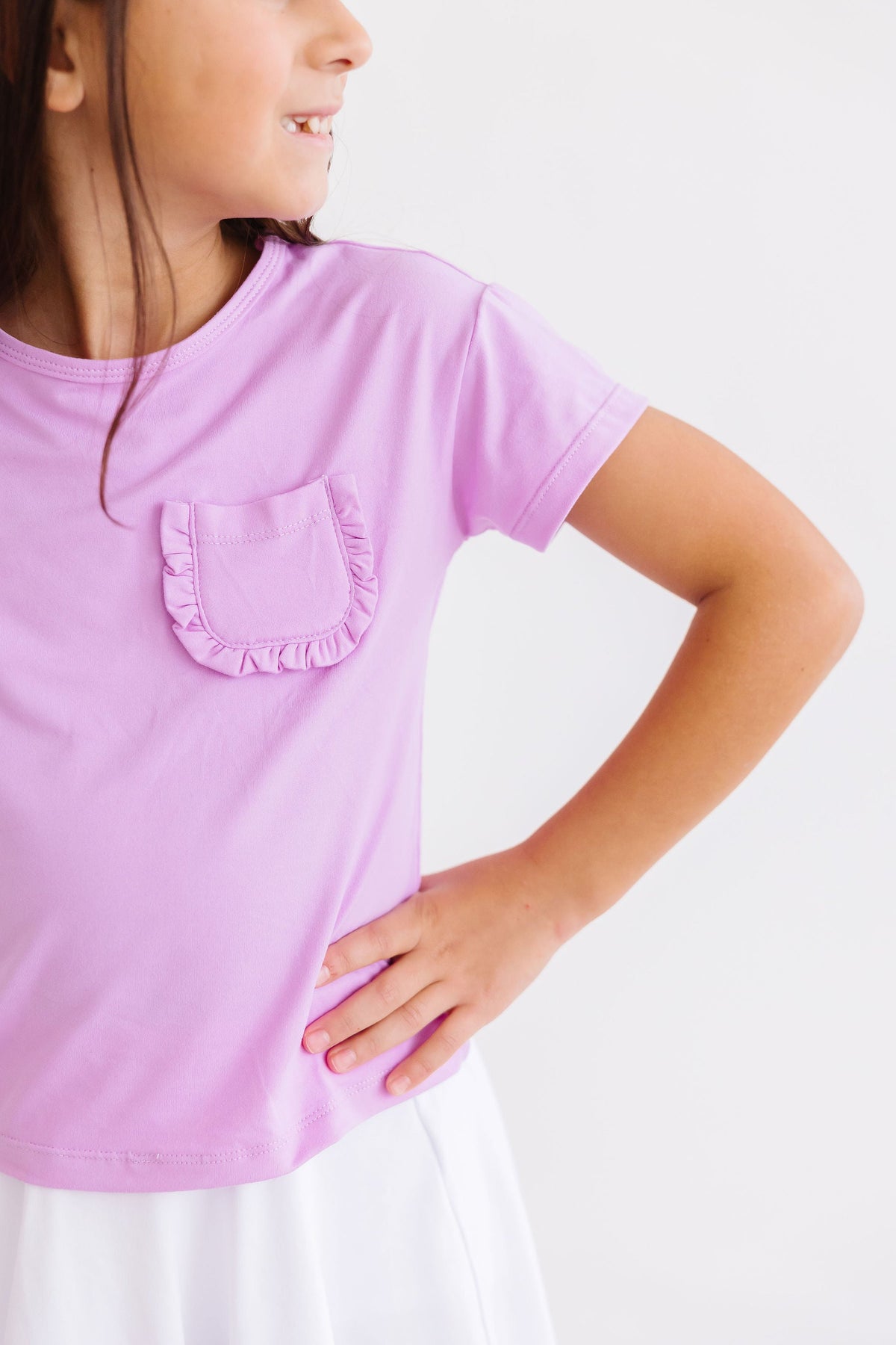 Bright Lilac Ruffle Pocket Tee 2
