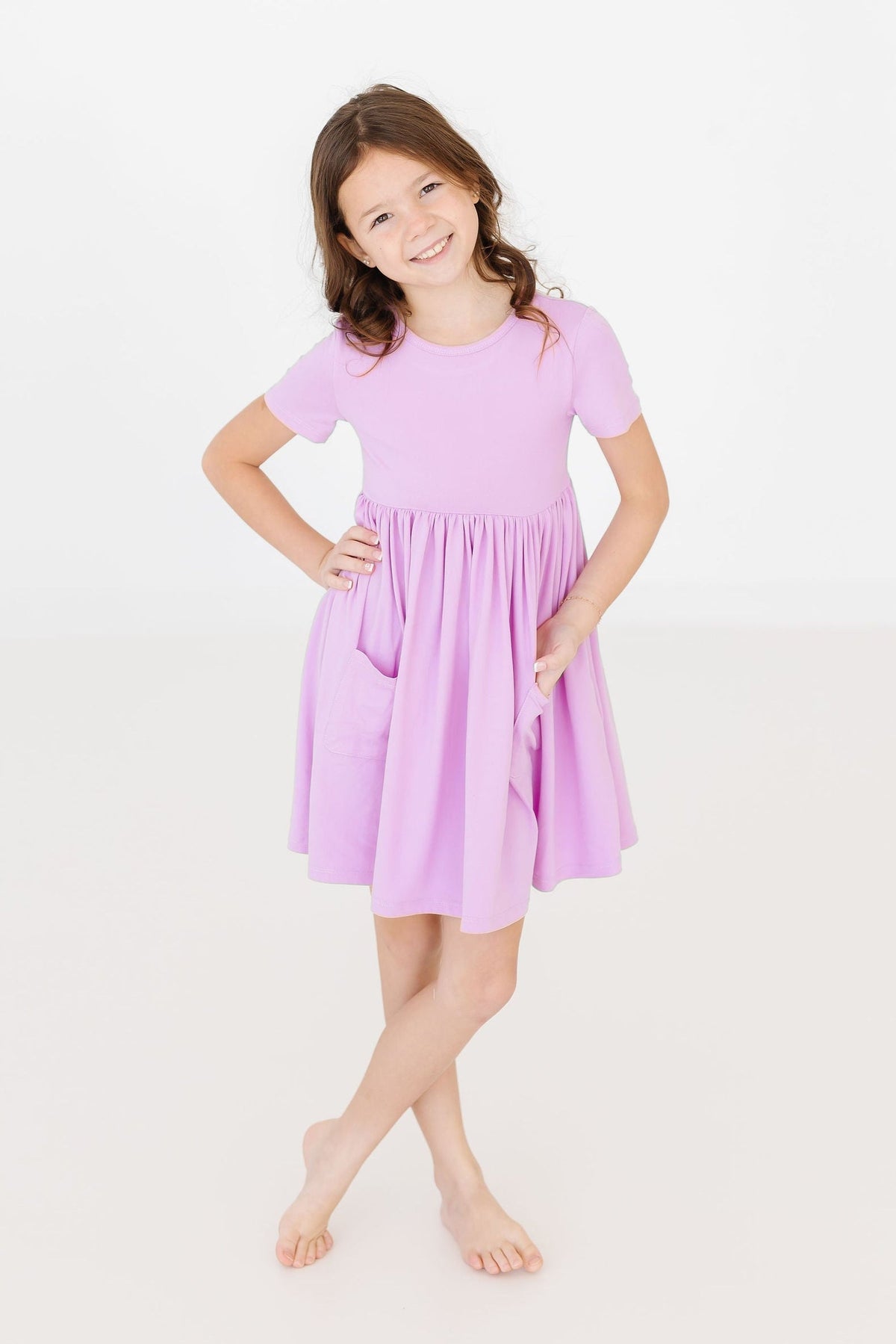 Bright Lilac S/S Pocket Twirl Dress 3