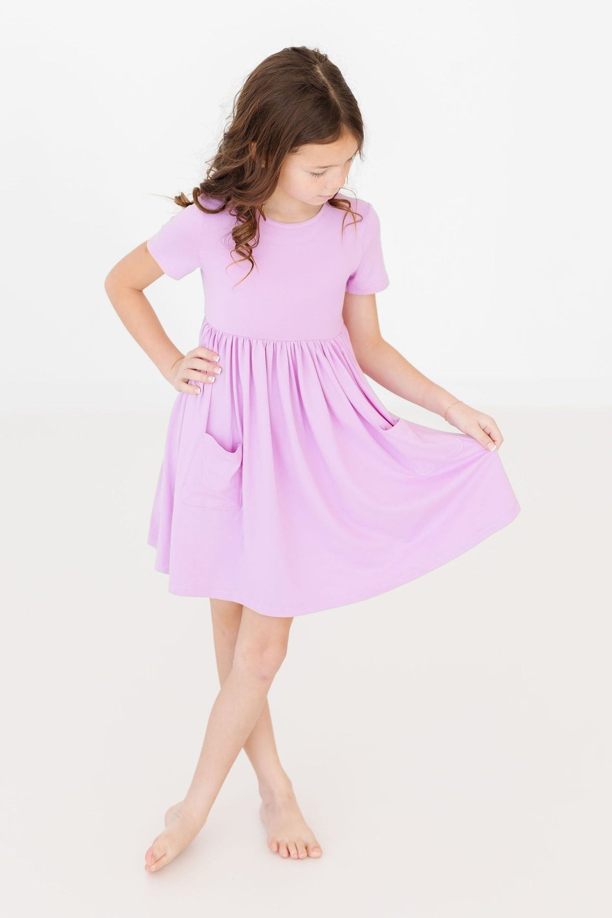 Bright Lilac S/S Pocket Twirl Dress 1