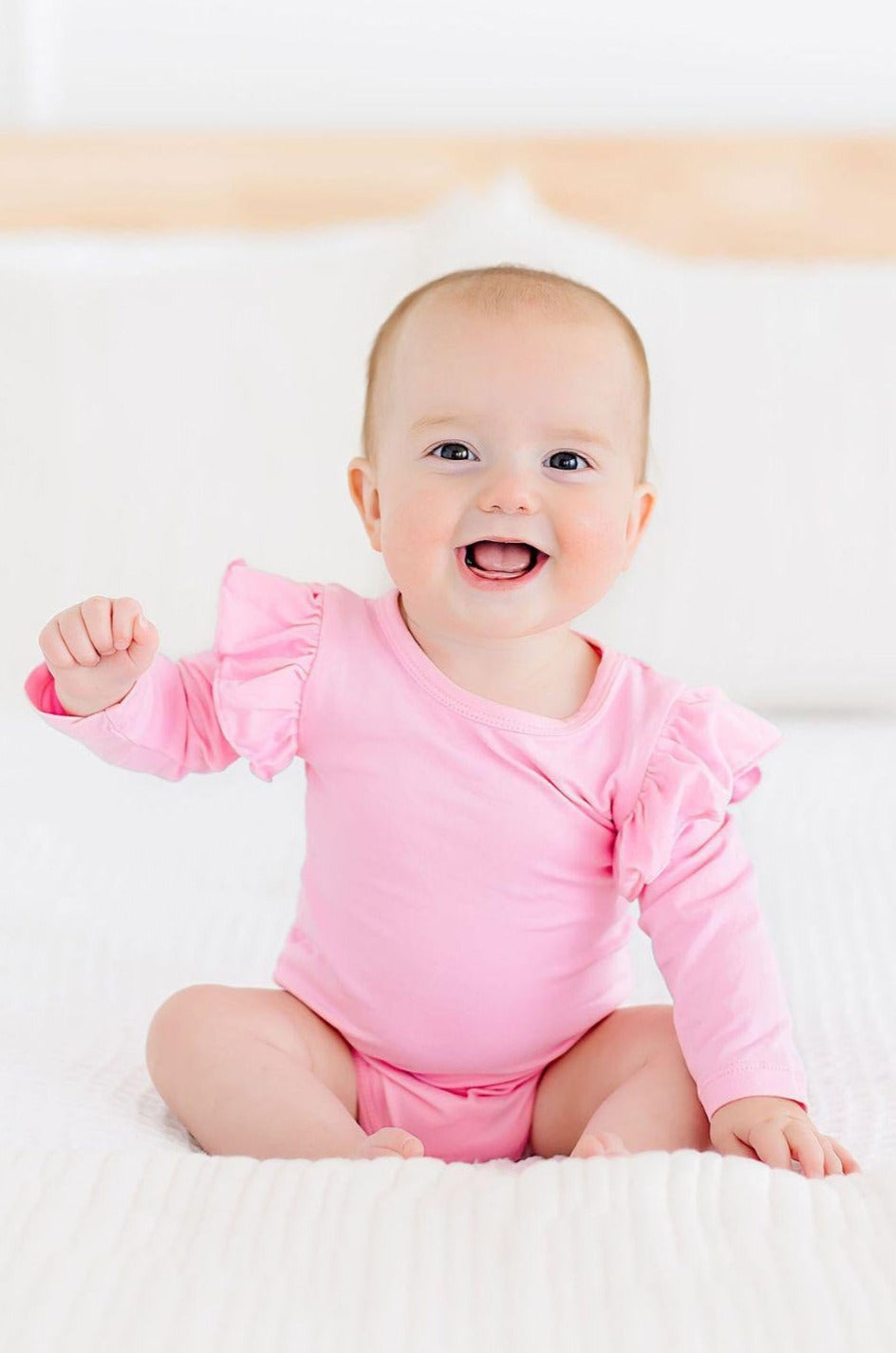Bubblegum Pink L/S Flutter Bodysuit 2