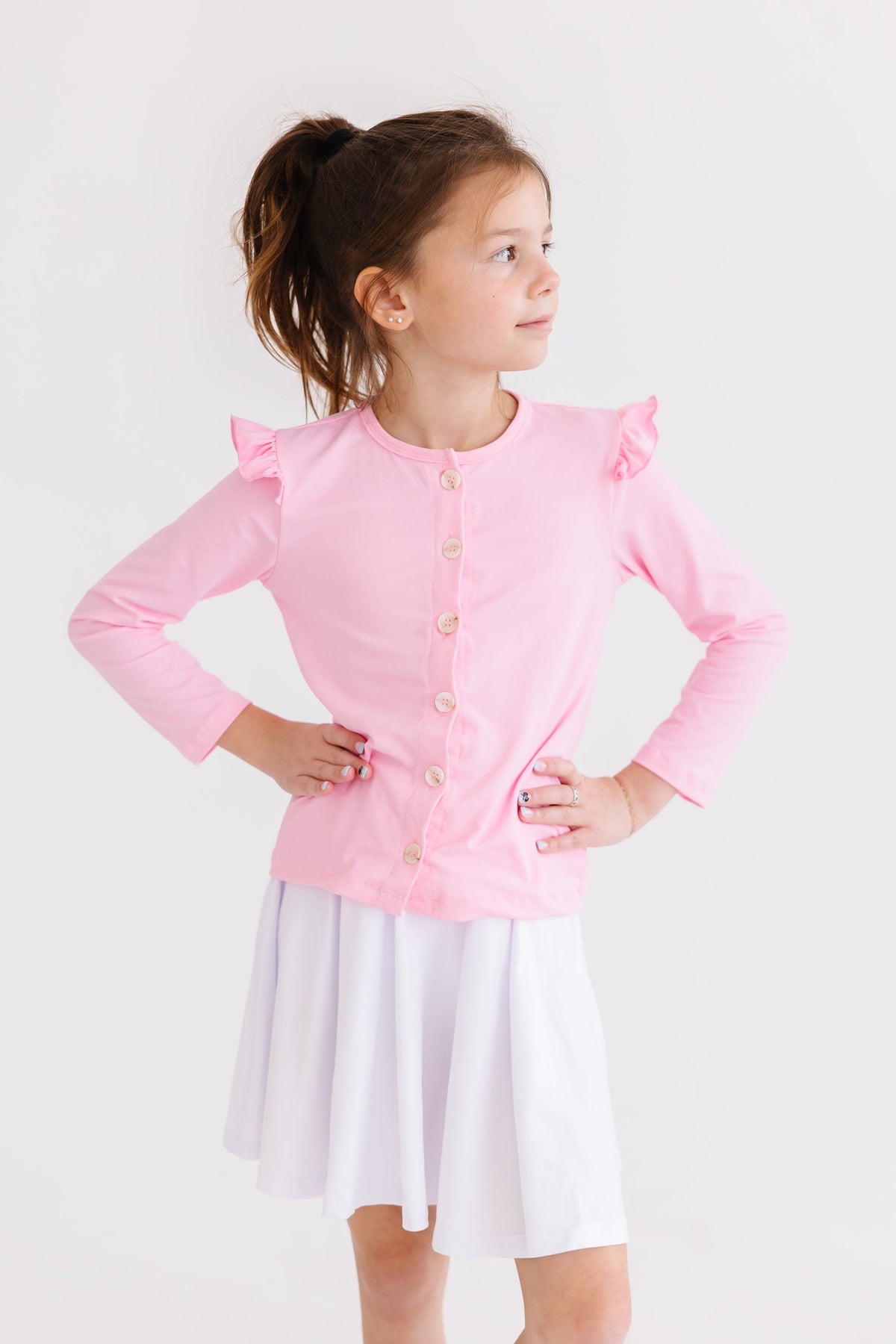 Bubblegum Pink Ruffle Cardigan 3