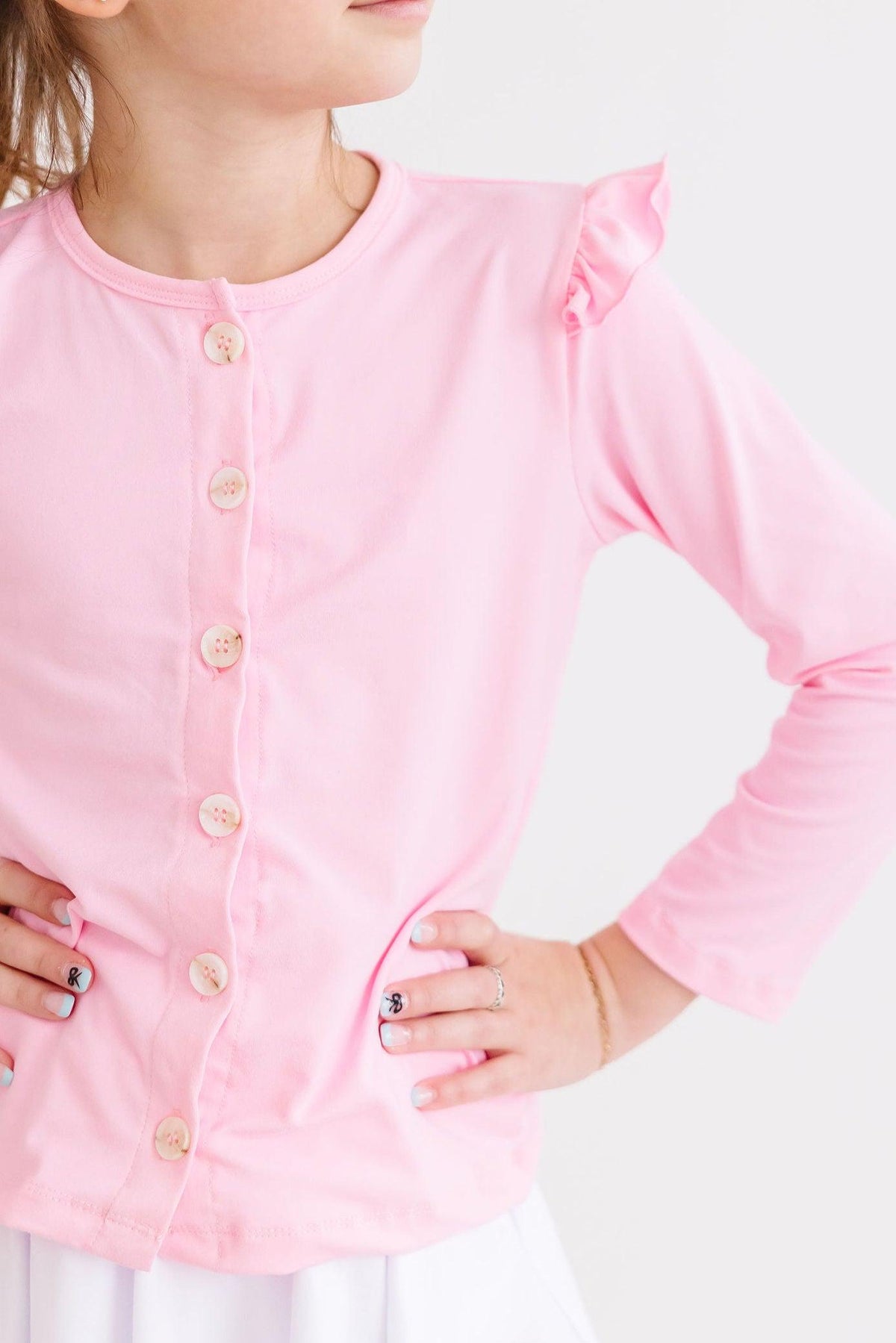 Bubblegum Pink Ruffle Cardigan 2